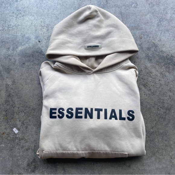 Essentials Fear Of God Big Logo Oversized Beige Hoodie 
Size Medium - Picture 1 of 10